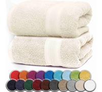 Linge de bain en éponge, paquet de 2 100x150cm, 100% coton, blanc naturel