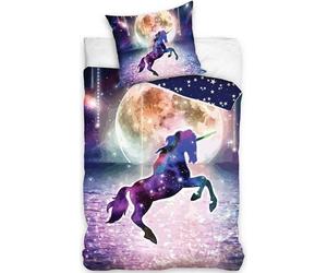 Linge de lit en coton 160x200 licorne lune étoiles