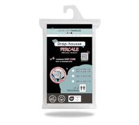 Linge des Familles - Drap Housse 160x200 cm - 100% Coton Percale - Blanc - Grand Bonnet 30 cm - Elastique Tout Autour - Label Oeko-TEX® Standard 100 - Made in Europe