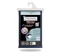 Linge des Familles - Drap Housse 2x80x200 pour Lit Articulé 160x200 TPR - 100% Coton Percale - Bleu Nuit - Grand Bonnet 30 cm - Elastique Tout Autour - Oeko-TEX® Standard 100 - Made in Europe