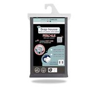 Linge des Familles - Drap Housse 2x80x200 - pour Lit Articulé 160x200 TPR - 100% Coton Percale - Gris Foncé - Grand Bonnet 30 cm - Elastique Tout Autour - Oeko-TEX® Standard 100 - Made in Europe