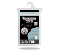 Linge des Familles - Drap Housse 90x190/200 cm - 100% Coton Percale - Blanc - Grand Bonnet 30 cm - Elastique Tout Autour - Label Oeko-TEX® Standard 100 - Made in Europe