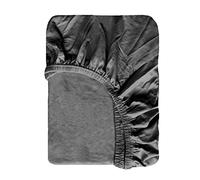 Linge des Familles - Drap Housse Extensible Coton Peigné pour lit 1 Personne 90x190/200 au 100x200 - Titanium - Bonnet 30 cm - Pose Facile