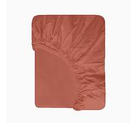 Linge des Familles - Drap Housse Percale Coton Bio Tencel™ - Adapté Lit Articulé 160x200 (2x80x200 cm) - Terracotta - Doux et Résistant - Grand Bonnet 30 cm - Oeko-TEX® Standard 100