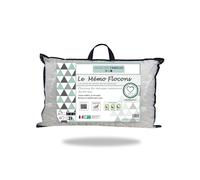 Linge des Familles - Oreiller à Flocons Mémoire de Forme 40x60 cm - Mi-Ferme - Garnissage Ecologique - Adapté pour Dormir sur Le Ventre - Lavable en Machine - Fabriqué en Europe