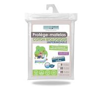 Linge des Familles - Protège Matelas Coton Bio Imperméable 160x200 cm - Respirant & Silencieux - Bouclette en Coton Biologique - Label Oeko-TEX® Standard 100 - Made in Europe