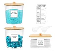Linge pour dosettes Conteneur et séchoir à linge 2835 g | Comprend 2 bocaux à linge pour dosettes, 1 boîte de feuilles de séchage, 2 pelles, 16 étiquettes adaptées pour organiser les