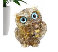 LINGJIONG Ornement hibou en cristal - Petite décoration attrayante en cristal | Figurine d'animal 3 dimensions grands yeux Forme mignonne expression faciale amusante
