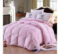 LINGKY Couette en Duvet Et Plumes d'oie Blanche, 100% Coton, Tissu Anti-acariens Et Anti-acariens - Poids De Remplissage 3000g, Respirant Et Agréable pour La Peau (Rose,220x240cm 3kg)