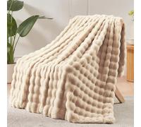 LINGKY Couverture en fausse fourrure de lapin, réversible, duveteuse, chaude et confortable, grande couverture moelleuse pour lit, canapé, décoration d'intérieur, 160 x 200 cm, kaki