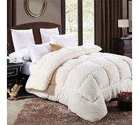 LINGKY Édredon en Velours d'agneau, Remplissage à 100% en Microfibre avec Poids De Remplissage 3000g, Respirant Et Doux pour La Peau (Blanc crémeux,180x220cm 3.0kg)