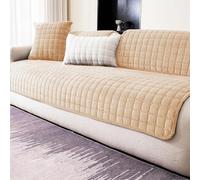 LINGKY Housse de Canapé en Flanelle - Housse de Coussin de Canapé, Housse Canapé d'angle 1/2/3/4 Places pour Canapé Sectionnel, Housse de Canapé en Forme de L (Beige,90x70cm)
