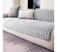 LINGKY Housse de Canapé en Flanelle - Housse de Coussin de Canapé, Housse Canapé d'angle 1/2/3/4 Places pour Canapé Sectionnel, Housse de Canapé en Forme de L (Gris Clair,110x180cm)