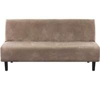 LINGKY Housse De Canapé sans Bras en Velours en Peluche, Housses De Canapé-lit Extensibles Plus épaisses d'hiver De 3 Places Protecteur De Meubles (Taupe)
