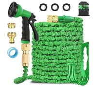 LINGKY Tuyau d'Arrosage Extensible 45m, Tuyau Arrosage Extensible avec 1/2" et 3/4" Adaptateurs, 8 Modes de Pulvérisation, Latex Triple Épaisseur Durable avec Raccords en Laiton et Sac