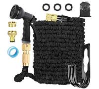 LINGKY Tuyau d'Arrosage Extensible 52.5m, Tuyau Arrosage Extensible avec 1/2" et 3/4" Adaptateurs, 8 Modes de Pulvérisation, Latex Triple Épaisseur Durable avec Raccords en Laiton et Sac