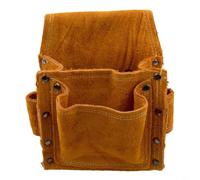 Linhexis Sac à outils taille en cuir de vache pour perceuse électrique, vis | Cuir de vachette synthétique épais, ignifuge, résistant aux éclaboussures, renforcé sur les 4 côtés, pochette à outils