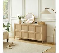 LINHOO Buffet de Rangement 160x40x80 cm Effet Chêne Clair avec Ouverture Push, Charnières Amorties, Anti-Basculement