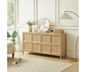 LINHOO Buffet de Rangement 160x40x80 cm Effet Chêne Clair avec Ouverture Push, Charnières Amorties, Anti-Basculement