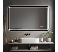 LINHOO Miroir de Salle de Bain LED 70x90 cm Noir, Éclairage Avant et Arrière, Anti-Buée, 3 Couleurs, Dimmable IP44