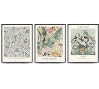 Linilioart Lot de 3 affiches murales abstraites Matisse vert sauge - Images d'art moderne du milieu du siècle pour cuisine, salle de bain, sans cadre (30 x 40 cm)