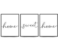 Linilioart Lot de 3 toiles murales « Home Sweet Modern » pour salon, ferme, vintage, beau et simple pour le salon, sans cadre (40 x 60 cm)