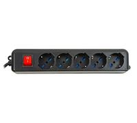 LINK lkmp05 N multiprise 5 Prises universelles ita/schuko 10/16 A à fiche 16 A avec Interrupteur, Noir