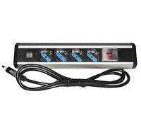 Lien Multiprise LKMPT04 4 prises universelles Schuko/italiennes 2 ports USB 5 V 2 A Câble de 1,80 m Structure en aluminium Interrupteur avec cache Fiche tripolaire 16 A