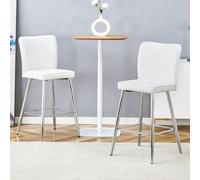 LINKHOO Ensemble de tabourets de Bar(Lot de 2), Dossier Ergonomique, en PU, Blanc, 44 x 44 x 101 cm