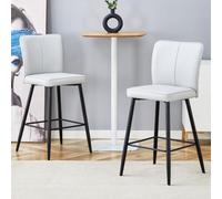 LINKHOO Ensemble de tabourets de Bar(Lot de 2), Dossier Ergonomique, en PU, Blanc, 44 x 44 x 101 cm