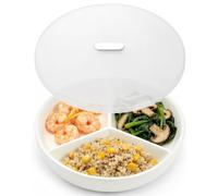 Linkidea Assiette céramique 7,7 pouces à 3 compartiments, couvercle blanc