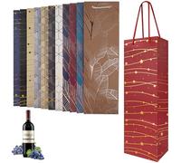 Linkidea Lot de 12 sacs cadeaux de luxe pour vin, fourre-tout en papier avec poignée pour cadeau, affaires, occasions festives (multicolore)