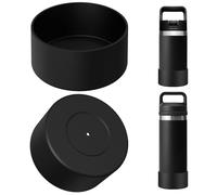 Linkidea Lot de 2 Housses de Protection pour Bouteille d'eau compatibles avec Yeti Rambler Jr. Kids 12 oz, Rambler 12 oz/18 oz, Yonder 20 oz/25 oz, en Silicone antidérapant pour (Noir)