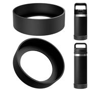 Linkidea Lot de 2 Protections de Fond de Bouteille compatibles avec Les gourdes Yeti Rambler Jr. Kids 12oz, Rambler Bottle 12oz/18oz et Yonder 20oz. Protection antidérapante en Silicone(Noir)