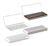 Linkidea Lot de 4 boîtes d’Organisation de Piles AAA étanches, Rangement Compact Portable pour 10 Piles chacune (Transparent)
