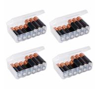 Linkidea Lot de 4 petites boîtes de rangement pour piles AA, 12 piles AA, étanches et portables avec trou pour corde