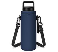Linkidea Porte-bouteille avec sangle, compatible avec les bouteilles YETI Rambler 26oz/36oz, porte-bouteille avec bandoulière, bleu marine