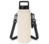 Linkidea Porte-bouteille avec sangle, compatible avec les bouteilles YETI Rambler 26oz/36oz, porte-bouteille avec bandoulière, blanc cassé