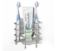 Linkidea Porte-Brosse à Dents Autocollant en Acier Inoxydable, Support de Dentifrice à 3 Compartiments, Compatible avec Colgate Extra Clean et Oral-B CrossAction (Nickel brossé)