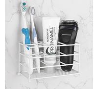 Linkidea - Porte-brosse à dents mural ventilé,organisateur antidérapant pour brosses à dents électriques et dentifrice,support multifonctionnel à 7 emplacements pour rasoir,rasoir électrique et peigne