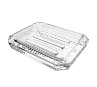 Linkidea Porte-savon rectangulaire en verre, plateau économiseur de savon pour comptoir de salle de bain, porte-éponge en verre pour douche (transparent)