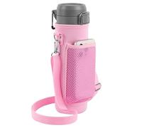 Linkidea Sac de Transport pour Bouteille d'eau Compatible avec Stanley Quick Flip GO 24/36 oz, IceFlow Fast Flow 24/36 oz, Pochette de Transport en Maille en néoprène isolée avec Bretelles (Rose)