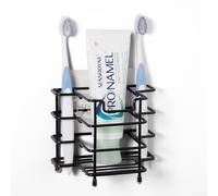 Linkidea Support Mural pour Brosse à Dents de Douche en Acier Inoxydable pour comptoir, Organiseur à 3 Fentes, Compatible avec Colgate Extra Clean, Oral-B CrossAction (Noir)
