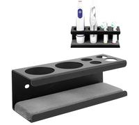 Linkidea Support Mural pour Brosse à Dents électrique, 2 emplacements, en Alliage d'aluminium avec bac de récupération, Organisateur Auto-adhésif Compatible avec Oral-B Pro 1000 et Genuis X (Noir)