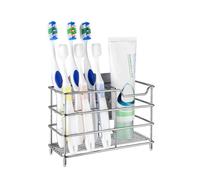 Linkidea Support Porte-Brosse à Dents en Acier Inoxydable pour Douche/Salle de Bain, Montage Mural ou Comptoir, Organisateur 7 Emplacements pour Brosse Manuelle, Compatible avec Colgate Extra