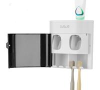 Linkidea Support pour Brosse à Dents 4 emplacements avec 2 distributeurs de Dentifrice, Porte-Brosse Mural en Plastique pour Douche Salle Bain, Compatible avec Oral-B CrossAction, Colgate Extra Clean