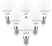 Linkind Ampoule E14 LED, 4.9W Équivalent 40W, Blanc Froid 5000K, 500lm, Ampoule Ronde P45 Petit Culot à Vis, Lot de 6, Non Dimmable