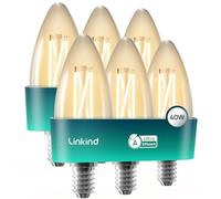 Linkind Ampoule LED E14 470LM, 2,2W = 40W, 2700K Blanc Chaud, Ampoule E14 en Verre Clair, 320° Style Classique C35/B35, 50000heures, Non Dimmable, Lot de 6