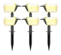 Linkind Lot de 6 lampes solaires d'extérieur à 60 LED - 800 lm - Durée d'éclairage ultra longue - Blanc chaud - Éclairage de jardin avec algorithme de décharge intelligent - Spot solaire IP67 pour