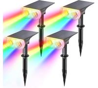 Linkind Spot Solaire Extérieur Multicolore, LED Lampes Solaires Etanche IP65, Projecteur Solaire Réglable 800LM avec 2 Modes d'Éclairage, Lumière Colorée pour Jardin, Allée, Noël, Halloween, 4PCS